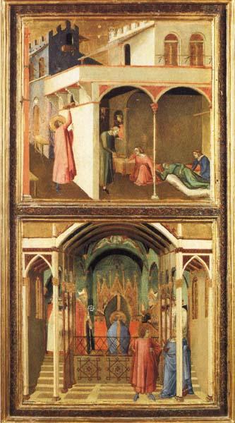 Ambrogio Lorenzetti St.Nicholas Offers Three Girls Their Dowry and St.Nicholas Is Elected Bishop of Mira Sweden oil painting art